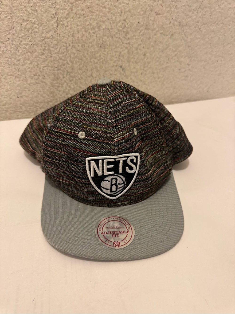 Mitchell & Ness Brooklyn Nets Multicolor Knit Snapback with Gray Brim